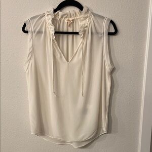 Rebecca Taylor Cream Ruffled Tie Front Blouse